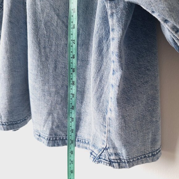 Free People Puffed-Sleeve Denim Shirt - Light Indigo - Picture 8 of 12